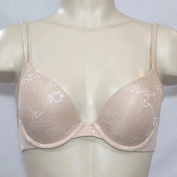 34B Maidenform 9739 Custom Lift Lace Demi Underwire‎ Bra Nude  New without Tags - Picture 2 of 4